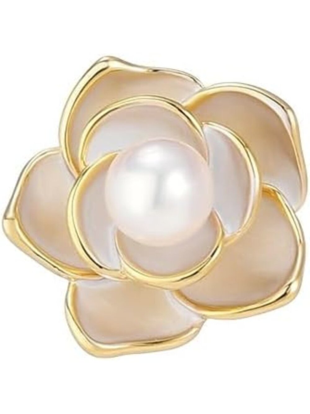Elegant Pearl Flower Brooch - Gold Plated Rhinestone Lapel Pin Jewelry Gift